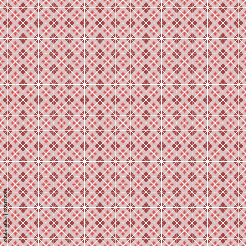 Fototapeta premium Red and White Geometric Tile Pattern