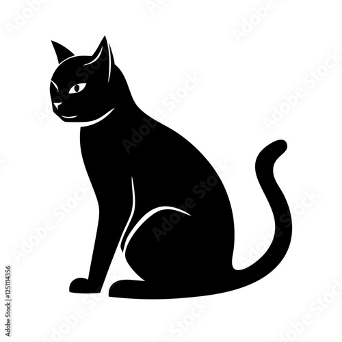 Wallpaper Mural A modern, flat-design cat icon with sharp, clean lines, perfect for pet-related websites, apps, and branding. Torontodigital.ca