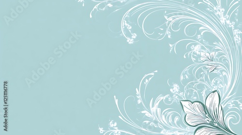 Wallpaper Mural Elegant Floral Design On Light Blue Background Torontodigital.ca