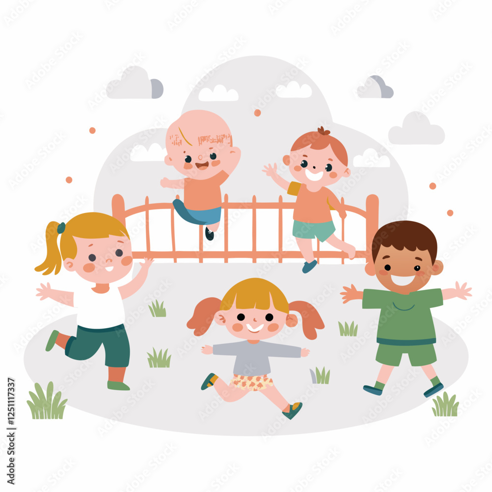 Playful children illustration in a park setting showcasing joy and energy in outdoor activities
Playful children illustration in a park setting showcasing joy and energy in outdoor activities