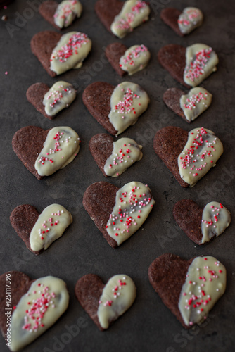 Chocolate hearts cookies for Valentines day