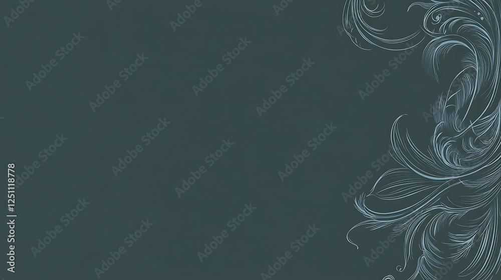 Elegant Teal Background with Swirling Floral Design Elegant Teal Background with Swirling Floral Design