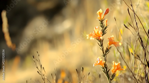 Orange wildflowers in a sunlit field photo