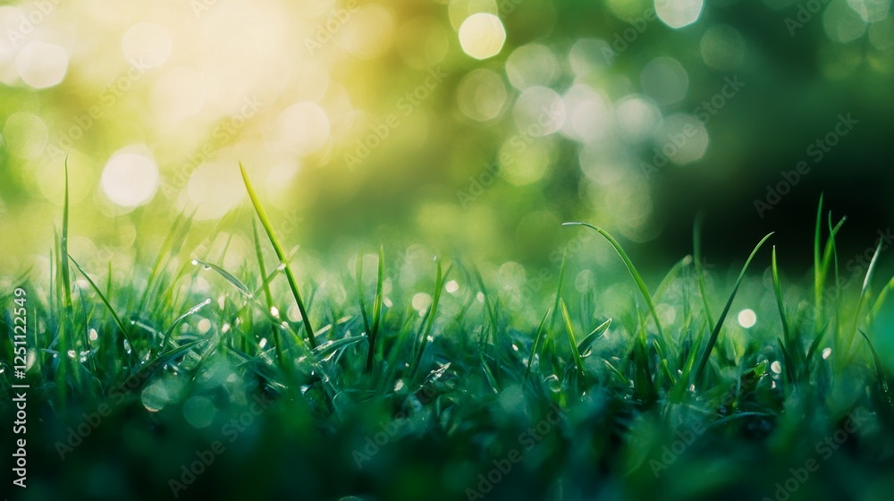 Obraz premium Creating with defocused green grass texture nature backgrounds outdoor close-up ideal for design projects
