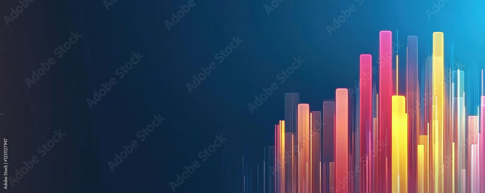 Obraz premium A vibrant abstract background featuring colorful vertical bars, blending shades of pink, purple, orange, and yellow against a blue backdrop.