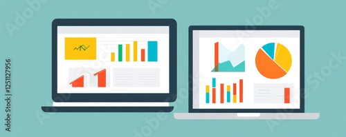 KPI Analytics Dashboard On Business Laptop, 