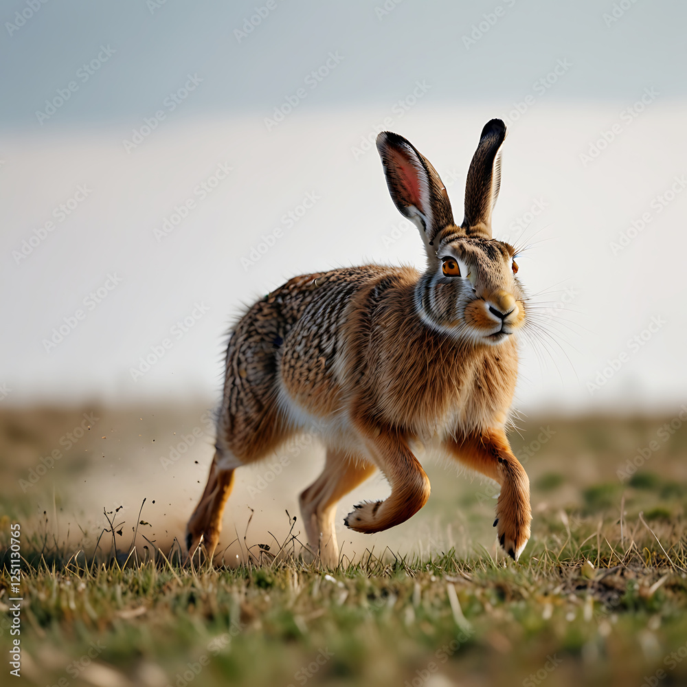 Naklejka premium A-Hare running in the field