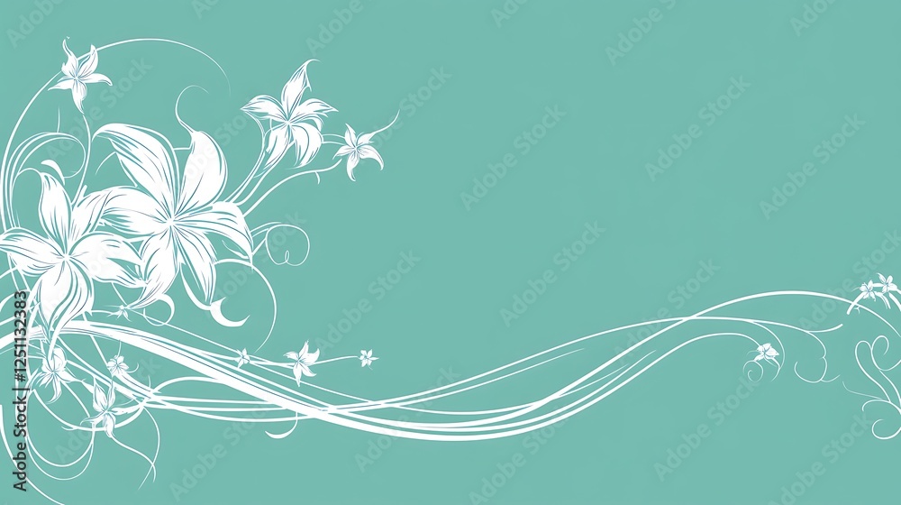Elegant White Lilies and Swirling Floral Design Elegant White Lilies and Swirling Floral Design