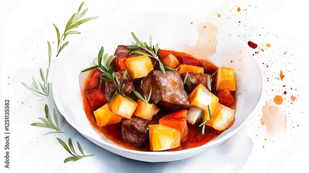Hearty Beef Stew With Root Vegetables In A Bowl Hearty Beef Stew With Root Vegetables In A Bowl