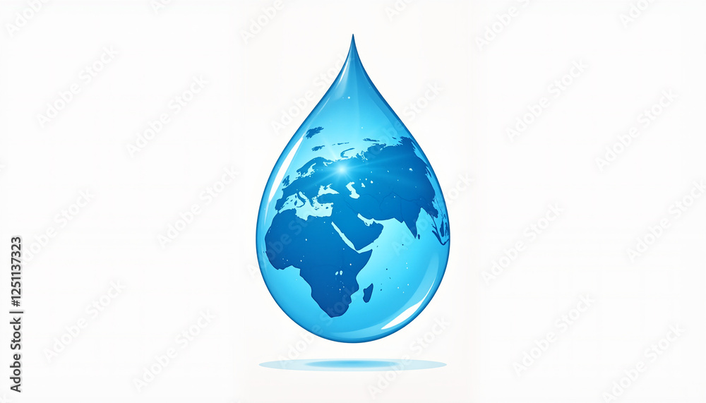 Fototapeta premium Water droplet with world map design