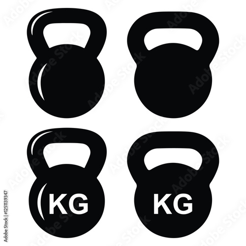 kettlebell silhouette icon set vector on white background