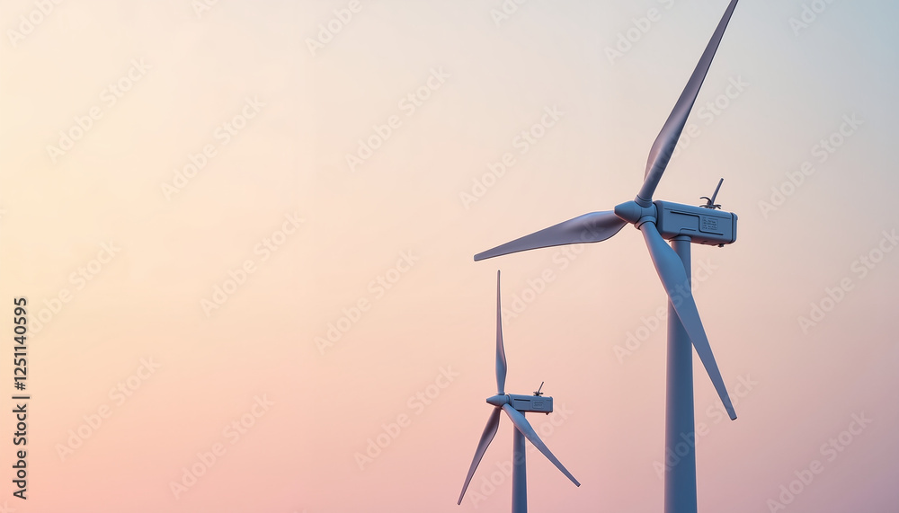 Wind turbines against a pastel sunset sky Wind turbines against a pastel sunset sky