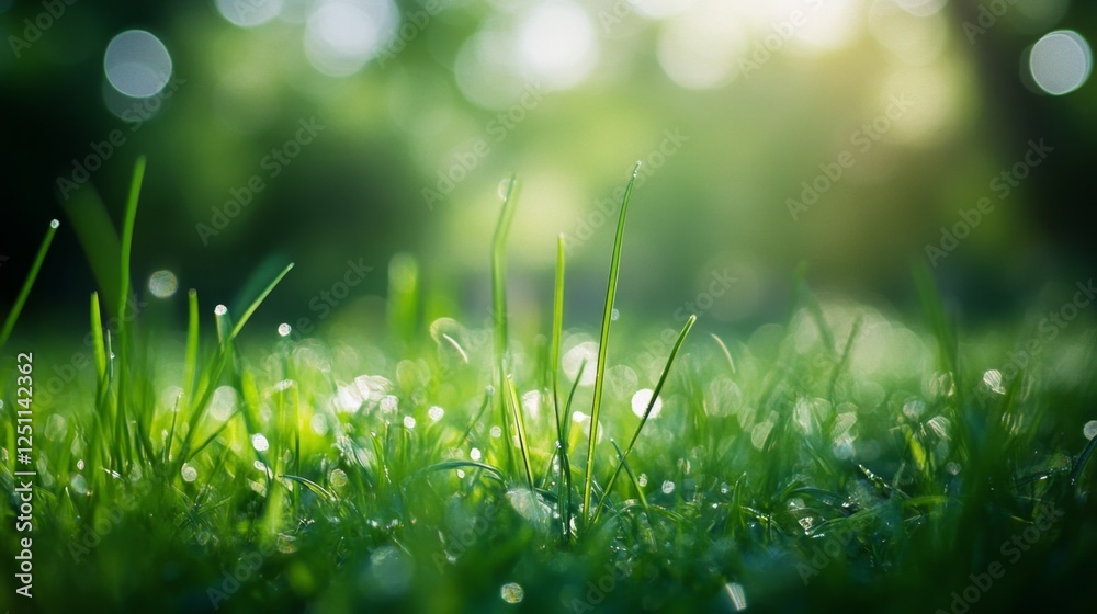 Naklejka premium Capturing soft bokeh effect of bright green grass in nature photography outdoor close-up serenity