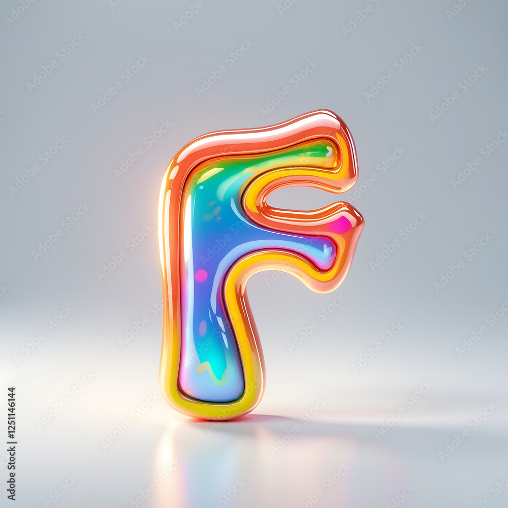 Letter F Glossy Colorful Render - Modern and Playful 3D Typeface Letter F Glossy Colorful Render - Modern and Playful 3D Typeface