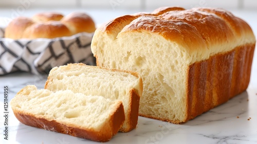 Homemade bread loaf sliced, kitchen counter, baking, food blog