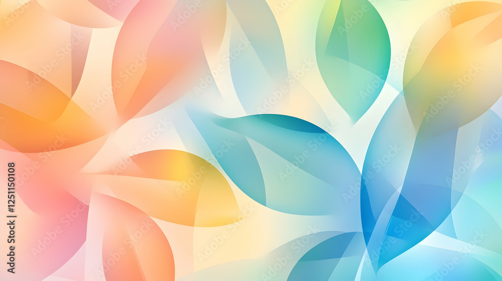 Delicate leaves in soft pastel hues blend seamlessly, evoking a tranquil, nature-inspired mood Delicate leaves in soft pastel hues blend seamlessly, evoking a tranquil, nature-inspired mood