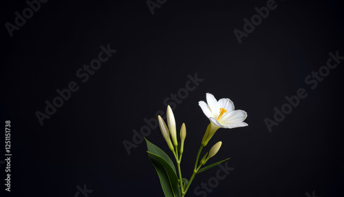 어두운 배경속 하얀 꽃 한송이