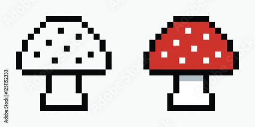 set mushroom pixel art icon vector illustration.