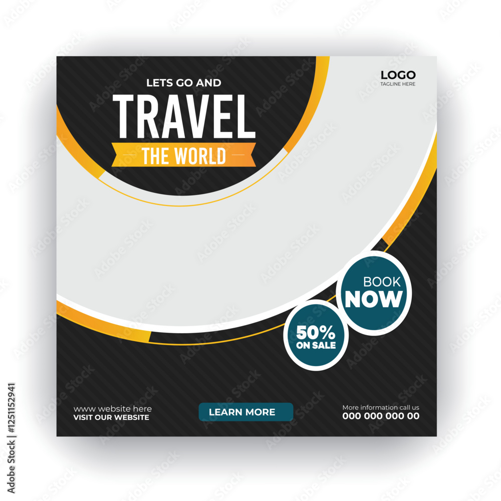 Fototapeta premium Travel social media post design template