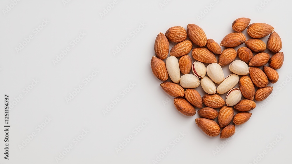 Heart Shape Created with High-Quality Almonds and Nuts Display Heart Shape Created with High-Quality Almonds and Nuts Display
