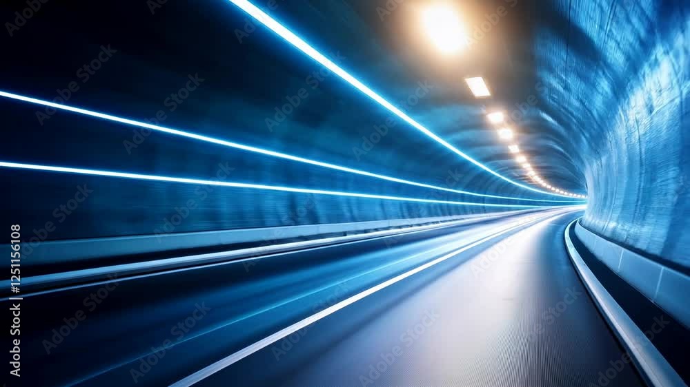 Moving through a tunnel of light. Futuristic, technology, future