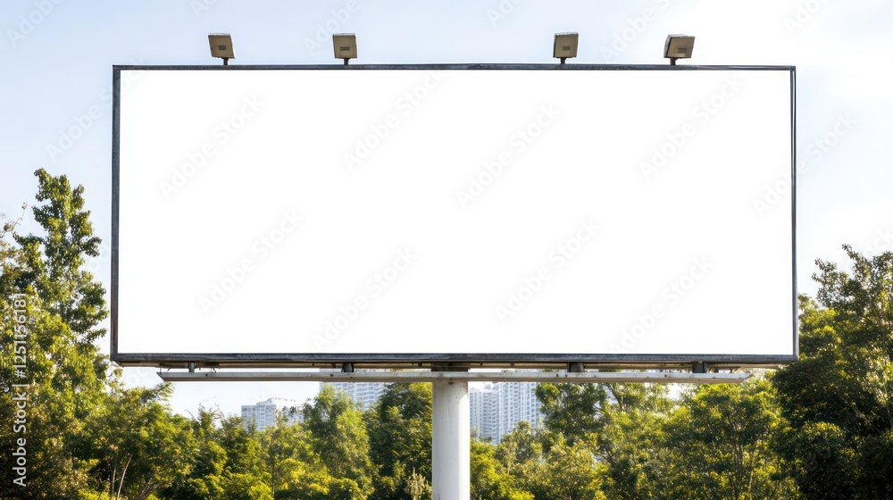 Large blank billboard with trees and clear sky ready for advertising message Large blank billboard with trees and clear sky ready for advertising message
