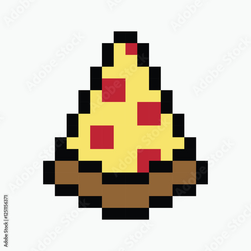 pizza pixel art icon vector illustration.