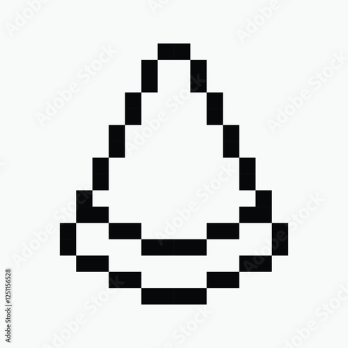 black and white pizza pixel art icon vector illustration.