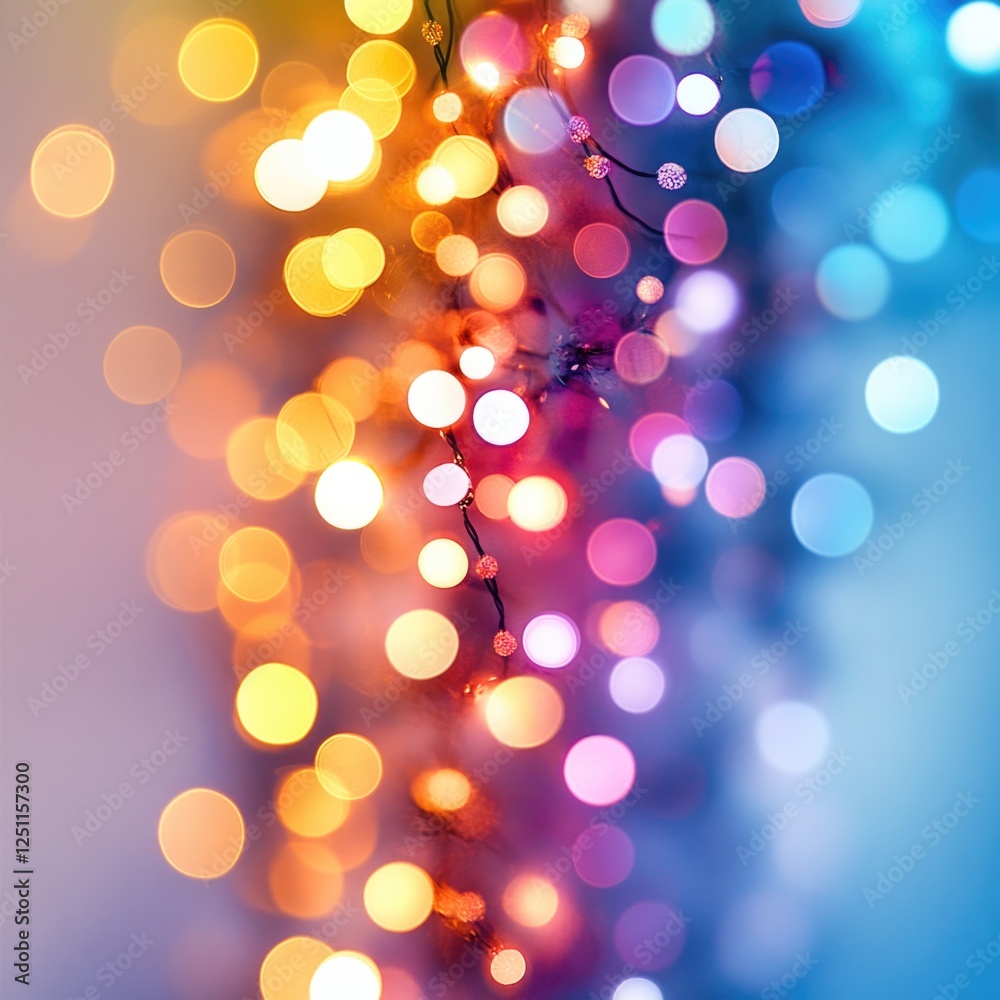 Obraz premium Colorful bokeh lights illuminating a festive atmosphere during the evening hours