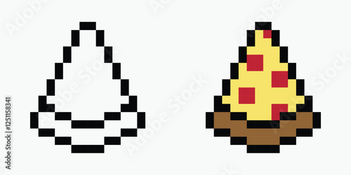 set pizza pixel art icon vector illustration.