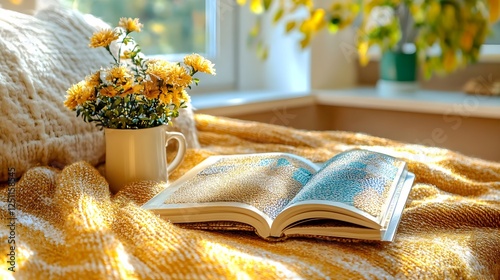 Cozy Autumn Book & Flowers Still Life - Cozy Home Decor