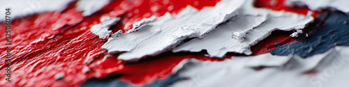 Close-up of Textured Red, White, and Gray Paint photo