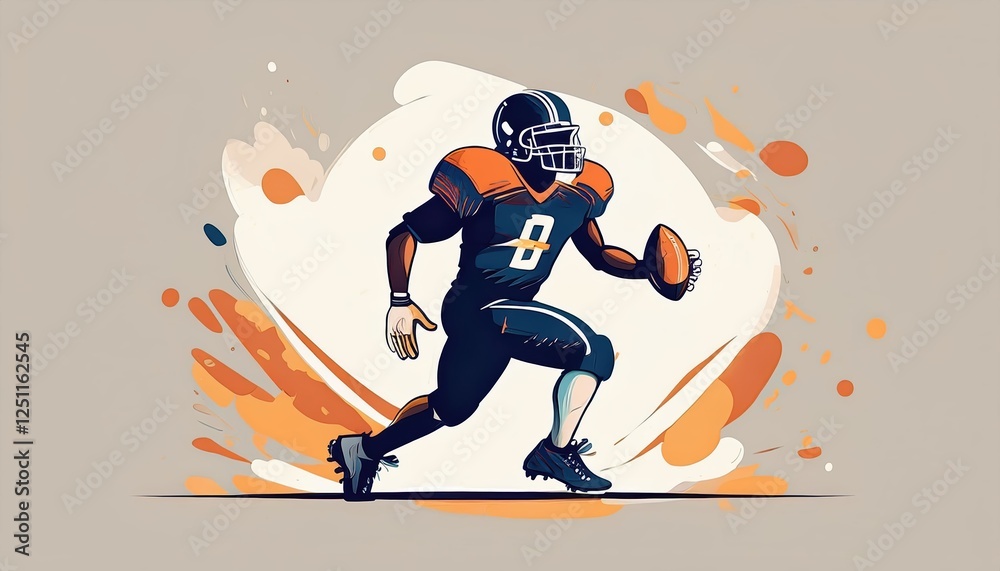 Obraz premium Quarterback of Firefly football team throws the ball in dynamic illustration showcasing athletic skill and team spirit during a game