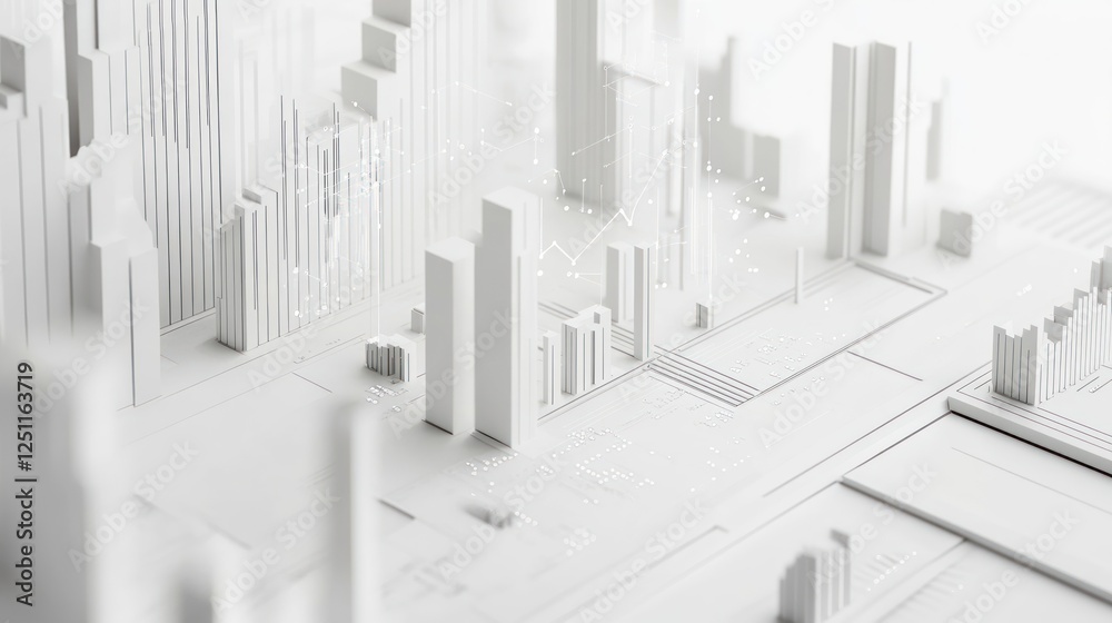 Fototapeta premium Abstract White Cityscape: A Minimalist Digital Metropolis