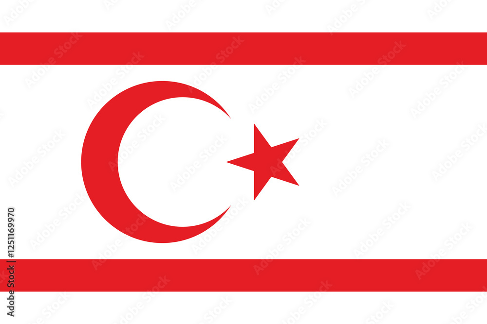 Fototapeta premium Northern Cyprus flag. The official ratio. Flag icon. Standard color. Standard size. A rectangular flag. Computer illustration. Digital illustration. Vector illustration.