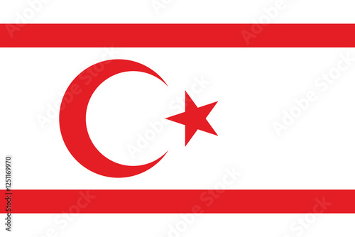 Northern Cyprus flag. The official ratio. Flag icon. Standard color. Standard size. A rectangular flag. Computer illustration. Digital illustration. Vector illustration.