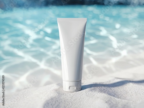 tube of cream on blue background