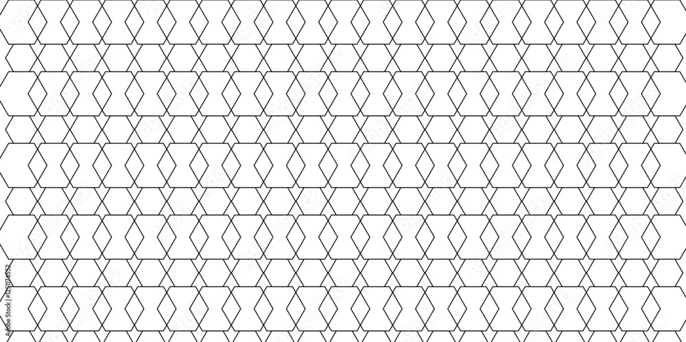 Fototapeta premium Abstract geometric black and white background design.Seamless geometric vector pattern, packing design. luxury black pattern geometric mesh cell texture. Surface polygon ..
