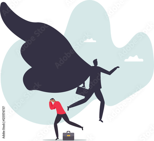Self confidence or leadership to bring full potential and strength, motivation to achieve business success .business concept.flat character.
