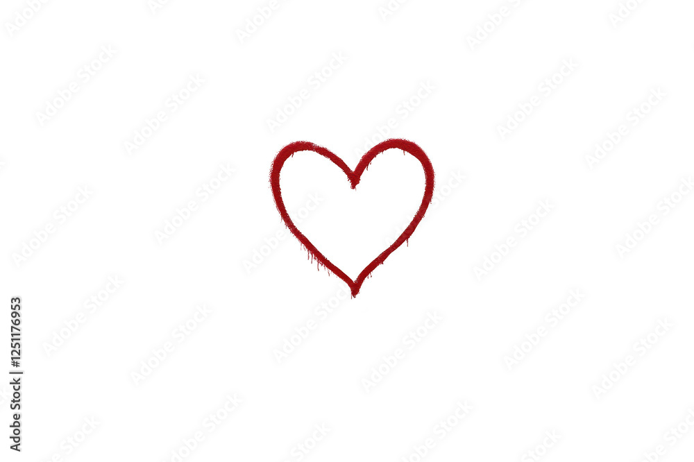 Red heart outline spray painted on transparent background Red heart outline spray painted on transparent background