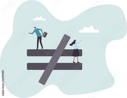 Gender inequality, unequal discrimination on lady or woman such as career, work or social rights issue.business concept.flat character.