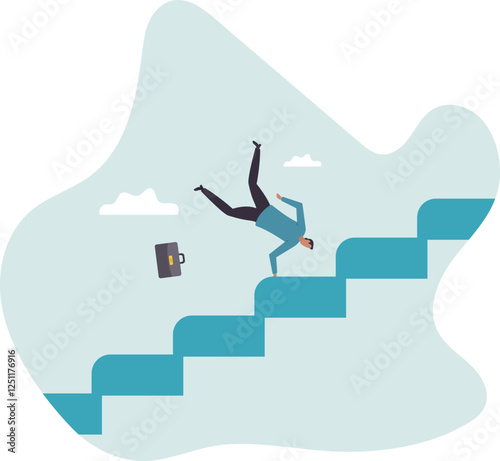 Business risk, mistake or failure, challenge or problem and difficulty, accident causing bankruptcy .business concept.flat character.