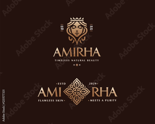 Luxury elegant queen crown logo brand for cosmetics, hotel, jewelry business company
