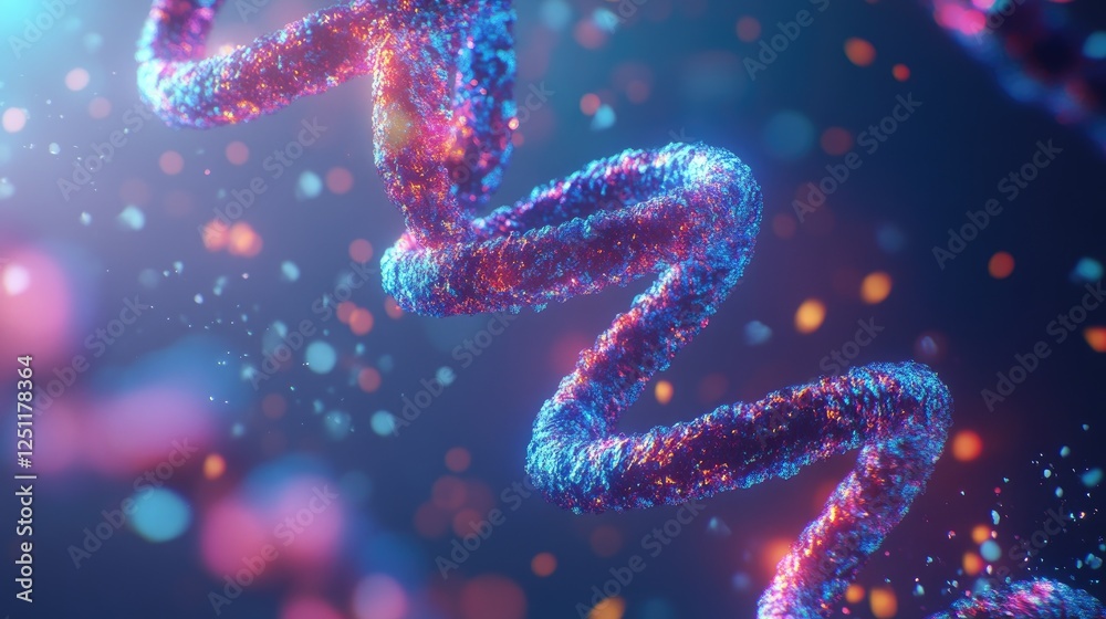 Futuristic microscope scanning genetically modified cells. Futuristic microscope scanning genetically modified cells.
