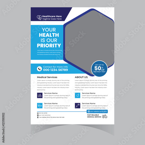 professional medical hospital dental doctor nursing flyer poster brochure banner template design vector 