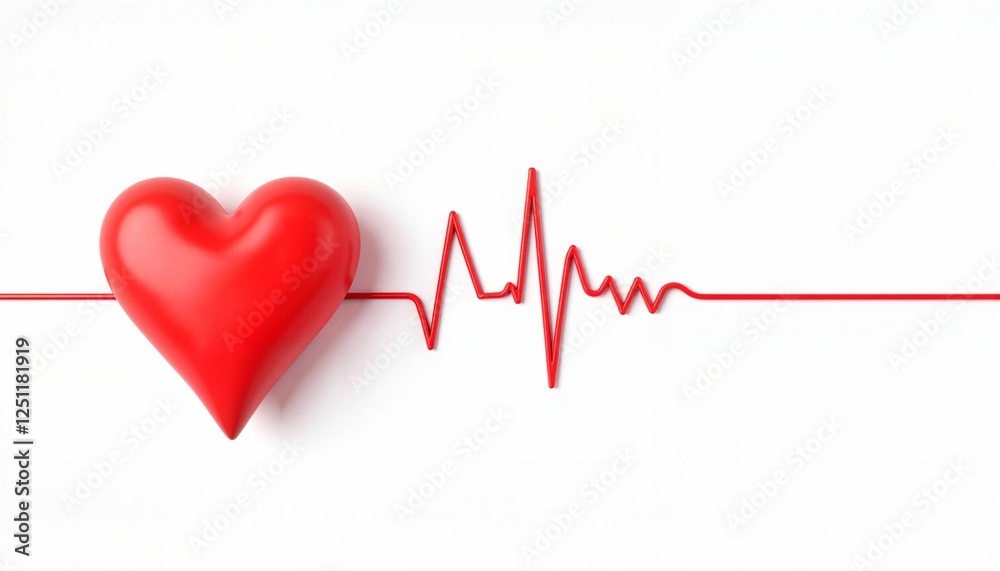 Heart symbol with ECG line on white background, health concept Heart symbol with ECG line on white background, health concept