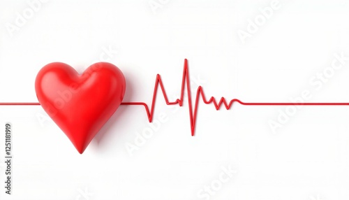 Heart symbol with ECG line on white background, health concept