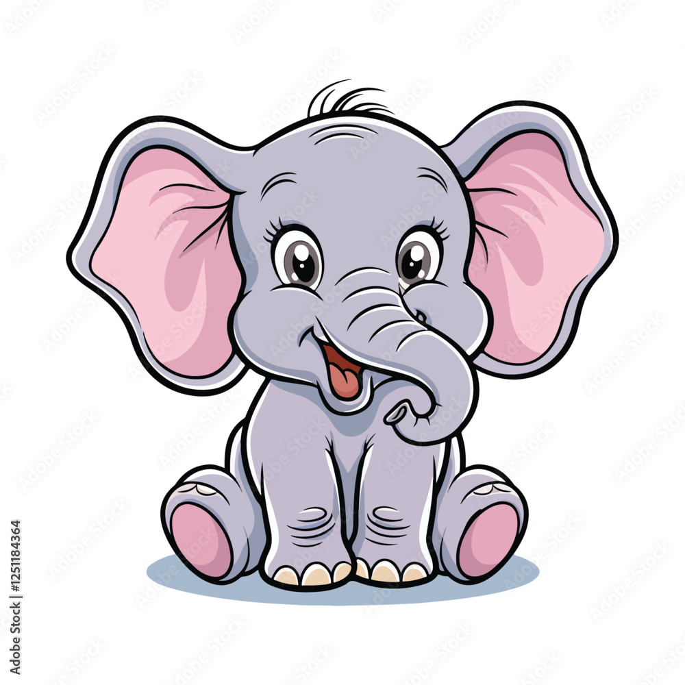 Angry babay elephant with bow Angry babay elephant with bow