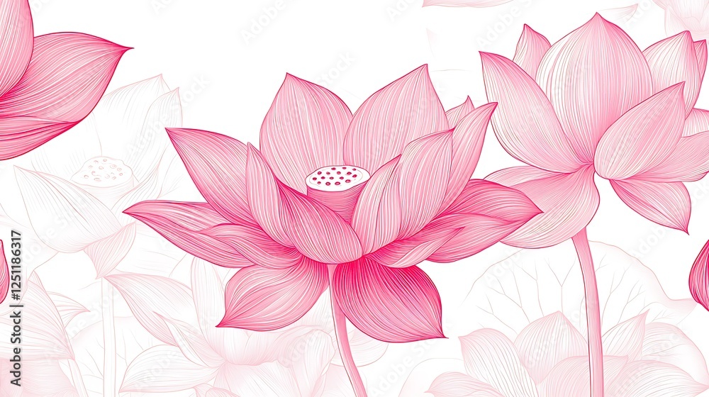 Fototapeta premium Elegant Lotus Flower Illustration in Red Tones