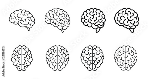 Fotografie Human brain icon in line style